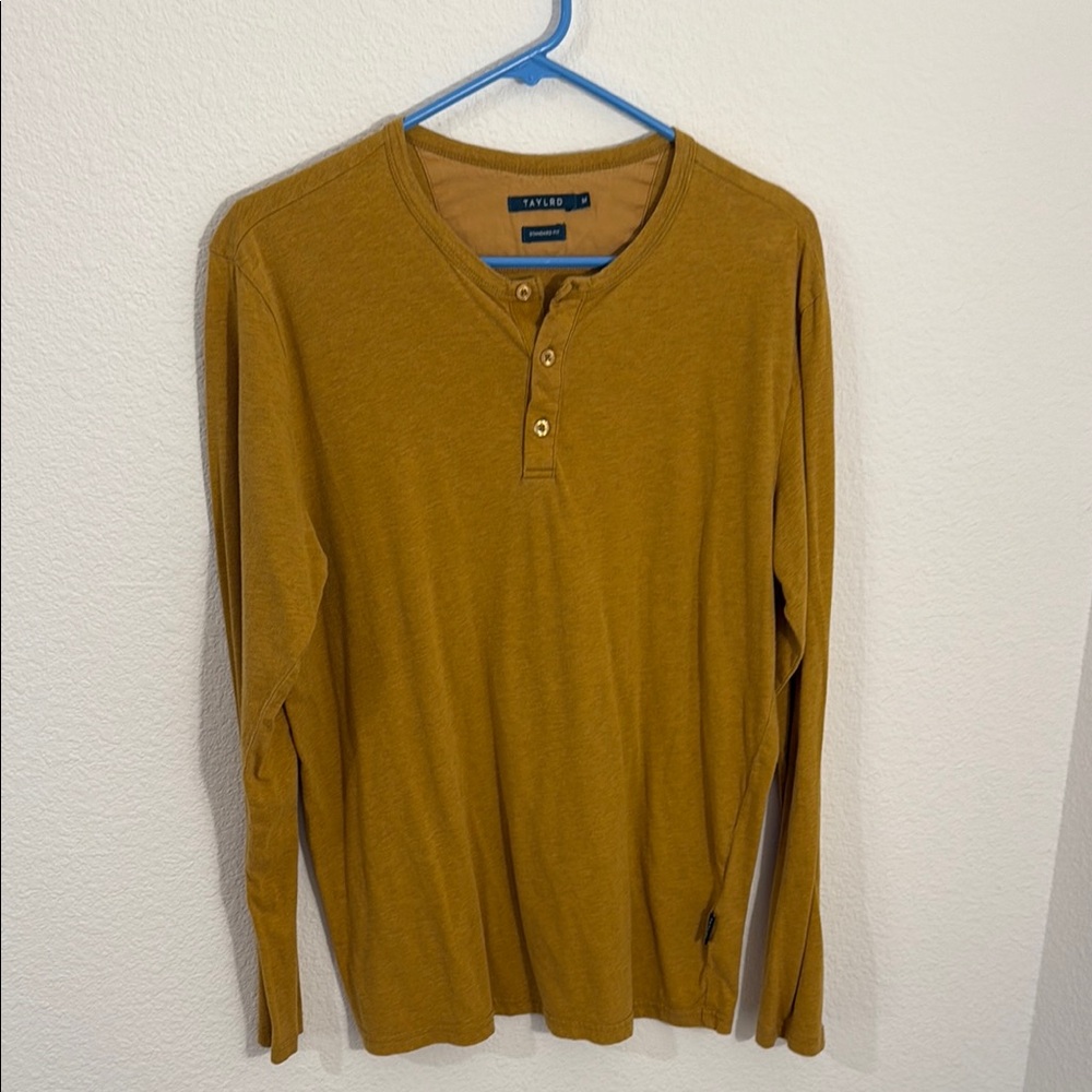 Taylrd Mustard Henley 100% Pima Cotton